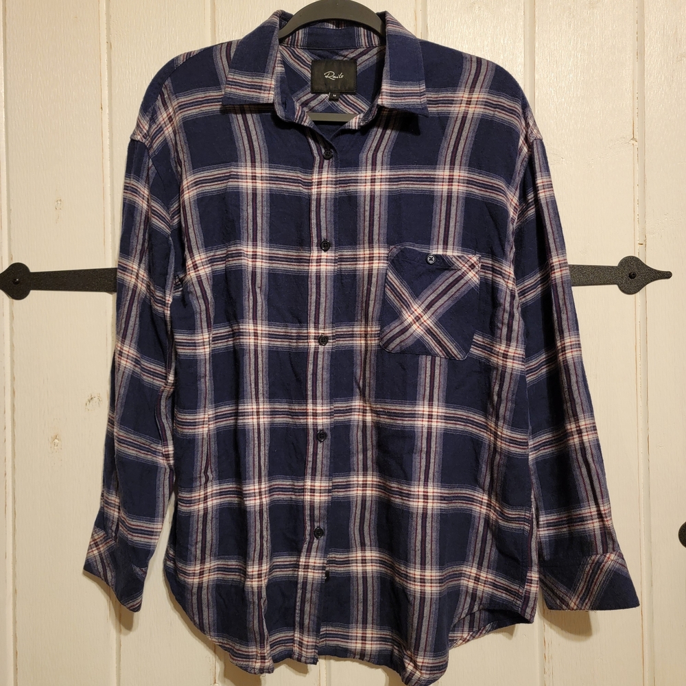 Rails Shirt Button Up Blue Plaid Comfirt Soft Casual Basic Size Medium